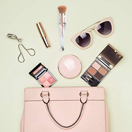 Fancii Kaya - Juego de Brochas de Maquillaje Prémium para Viaje, 3 en 1 - Pinceles para Cosméticos con Fibras Sintéticas y Tapa Portátil