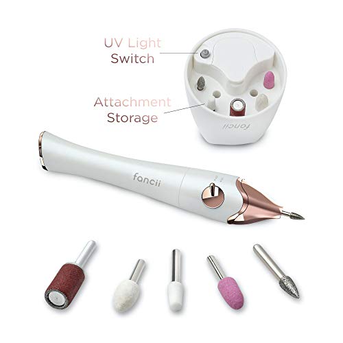 Fancii Lima de Uñas Eléctrica, Manicura y Pedicura Profesional con Secador UV - Pulidora Taladro de Uñas Inalámbrico para Uñas Naturales y Acrílicas (Dorado)