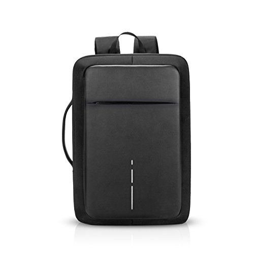 FANDARE 3 en 1 Mochila Hombres Business USB Laptop Bolsa de Mano Commuter Estudiante Outdoor Viaje Bolso de Hombro Impermeable Poliéster Negro