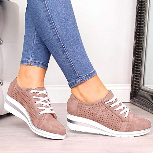 Fannyfuny Zapatos para Correr Mujer Zapatillas de Deportivo Sneakers Ligeros Zapatos Casuales de Deporte Low Top Calzado Transpirables Fitness Comodos Zapatillas de Cuña