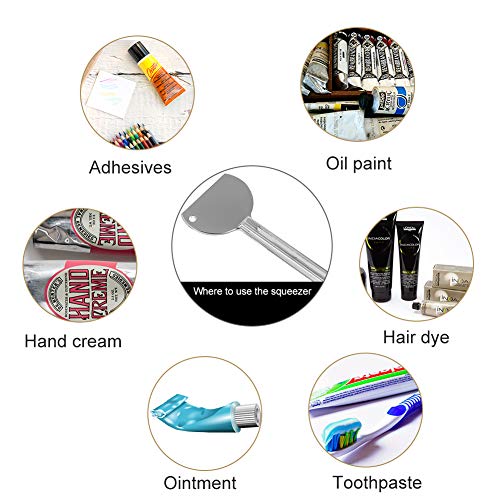 fanshiontide 5 Piezas Exprimidor Pasta de Dientes Exprimidor de Tubo Squeezer Metal Exprimidor de Pasta Dental Dispenser para Crema Dental Pasta de Dientes Baño Forma de Clave Plata