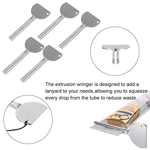 fanshiontide 5 Piezas Exprimidor Pasta de Dientes Exprimidor de Tubo Squeezer Metal Exprimidor de Pasta Dental Dispenser para Crema Dental Pasta de Dientes Baño Forma de Clave Plata