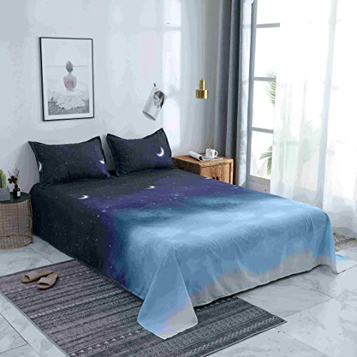 Fansu Juego de Ropa de Cama de 4 Piezas Elegante Juego de Fundas de Edredón Incluye 1 Funda Nórdica y 1 Sábana encimera 2 Funda de Almohada (Cama 135/140-180x220cm,Estrella Luna)