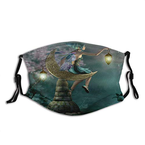Fantasy Little Pixie con Linterna sentada Moon Stone Fairytale Myth Artwork Bandana FA-CE Co-Ver Decoraciones faciales con filtros