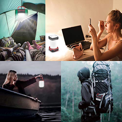 Farol Camping Recargable, GlobaLink Luz Camping Solar Linterna Camping Lampara Camping LED 140LM Carga Solar/USB Luz Baja/Alta/Parpadeo Ligero Plegable Portátil para Acampada, con USB Cable y Pulsera