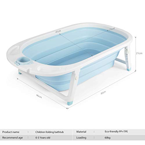 Fascol Bañera Plegable para Bebés 0-36 Meses, Baño Bebe con Red de Seguridad, Longitud de La Piscina para Bebés 82 cm (Azul)