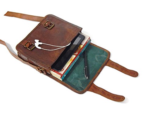 Fastyl Arnica 9 "genuina piel Cruz Cuerpo Hombro Sling bolso bandolera bolsos para iPad Tab Tablet Vintage marrón hecho a mano para mujer