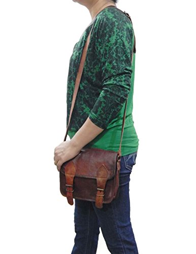 Fastyl Arnica 9 "genuina piel Cruz Cuerpo Hombro Sling bolso bandolera bolsos para iPad Tab Tablet Vintage marrón hecho a mano para mujer