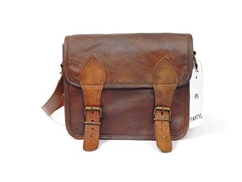 Fastyl Arnica 9 "genuina piel Cruz Cuerpo Hombro Sling bolso bandolera bolsos para iPad Tab Tablet Vintage marrón hecho a mano para mujer