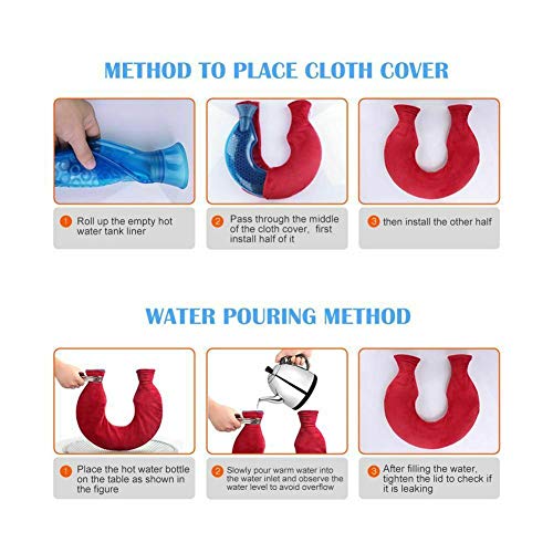 Fayeille Botella Agua Caliente Invierno Protección para el Cuello Regalo Viaje Forma casera A Prueba Fugas Portátil Antideslizante Mantenga el Hombro cálido Ali del Dolor PVC(Rojo)