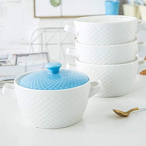 FCYQBF Cuencos de Cereales Cuenco de arroz Cuenco Redondo Cuenco de cerámica japonés y Coreano Utensilios de Cocina Huevo al Vapor para niños Desayuno Cuenco de gachas con Tapa Cuenco