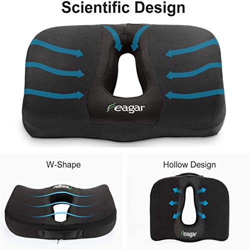 Feagar Cojin Coxis de Espuma Memoria Portátil para Silla de Oficina (Funda de Tela)