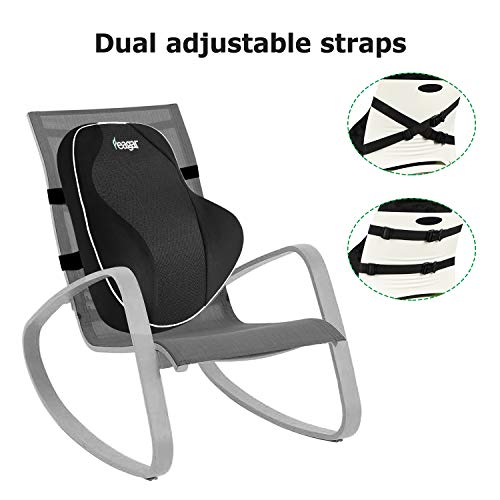 Feagar Cojin Lumbar Coche con Esponja Memoria Respaldo Lumbar de Espalda Alivia la Fatiga por Office Negro