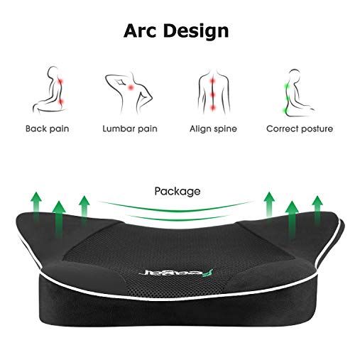 Feagar Cojin Lumbar Coche con Esponja Memoria Respaldo Lumbar de Espalda Alivia la Fatiga por Office Negro