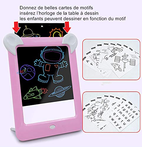 Febelle Tableta de Escritura LCD para niños,Juguete de Tablero Tablero de Escritura de 10 Pulgadas|3D LED Luminoso Magic Drawing Pad Toys, Bloc de Notas de Dibujo borrable (Azul)