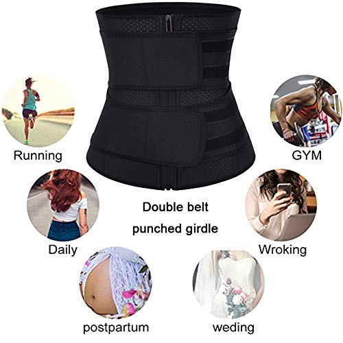 FeelinGirl Mujer Faja Moldeadora y Reductora Corsé Lumbar con Cremallera y Velcro Waist Trainer Negro M/Talla 42