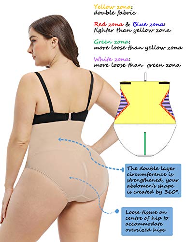 FeelinGirl Mujeres Faja Pantalón Braga Reductora Lumbar sin Costura Corsé Adelgazar Barriga Gluteos Abdominal con Hebilla Beige XS/S: Talla 36-38