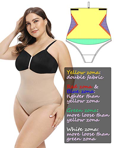 FeelinGirl Mujeres Faja Pantalón Braga Reductora Lumbar sin Costura Corsé Adelgazar Barriga Gluteos Abdominal con Hebilla Beige XS/S: Talla 36-38