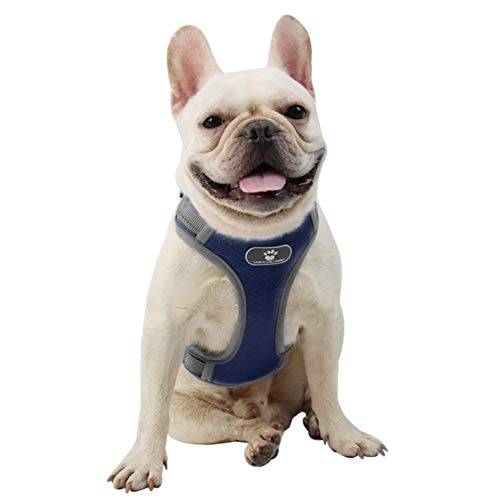 Feimax Arnés para Perro Ajustable Pet Harness Arnes Reflectante de Malla Suave Transpirable Arnés Chaleco para Cachorros Perros Grandes Medianos Pequeños para Correr, Entrenamiento (S, Armada)