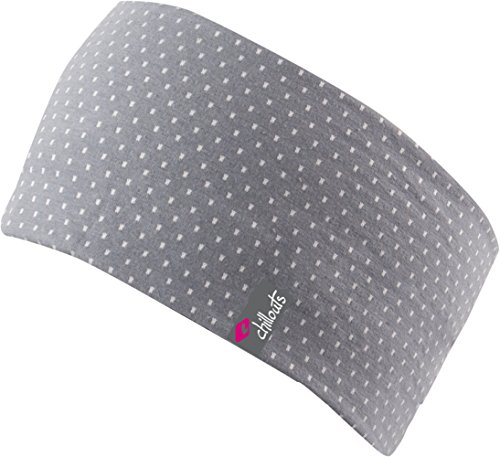 FEINZWIRN Zurich - Cinta de pelo para actividades al aire libre, bicolor de jersey de algodón transpirable - Diadema ancha Gris de lunares. Talla única