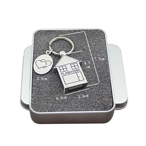 FeliSun Memoria Flash USB 3.0 16GB 32GB 64GB Metal Forma de La Casa Memoria USB Drive USB Key para PC, Televisión, Coche (16GB)