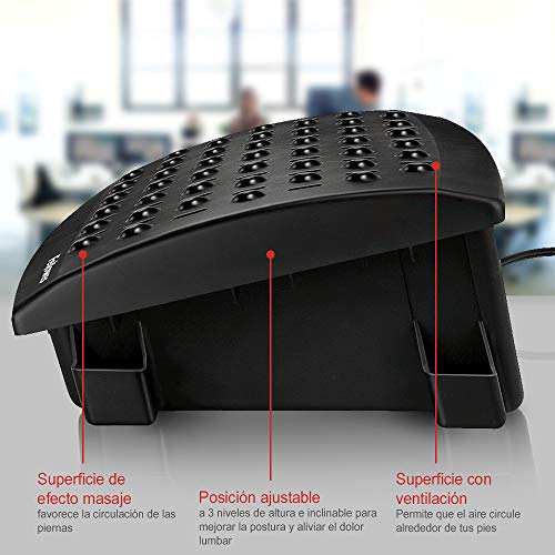 Fellowes 8070901 Reposapiés, Microfibra, Negro, 15 x 41.5 x 24.6cm