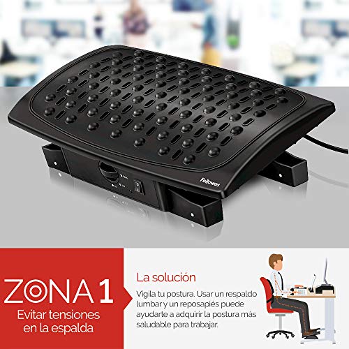 Fellowes 8070901 Reposapiés, Microfibra, Negro, 15 x 41.5 x 24.6cm