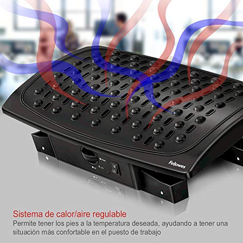 Fellowes 8070901 Reposapiés, Microfibra, Negro, 15 x 41.5 x 24.6cm