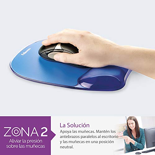 Fellowes Gel Crystals - Alfombrilla de ratón con reposamuñecas ergonómico, Color Azul