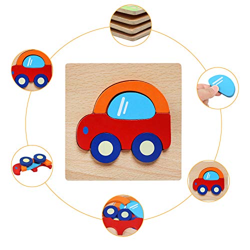 Felly Juguetes Bebes, Puzzles de Madera, Juguetes Montessori para Bebé, Juguetes Educativos niños 1 año 2 3 4 5 6 años, Dibujo de Auto Colorido con Placa, Regalo de cumpleaños, Navidad …