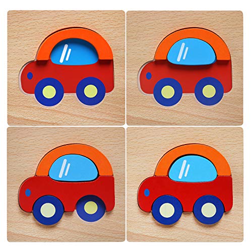 Felly Juguetes Bebes, Puzzles de Madera, Juguetes Montessori para Bebé, Juguetes Educativos niños 1 año 2 3 4 5 6 años, Dibujo de Auto Colorido con Placa, Regalo de cumpleaños, Navidad …