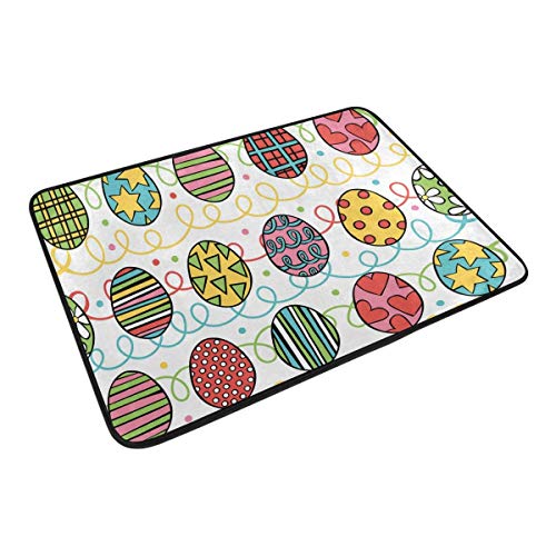 Felpudo decorativo con diseño de rayas de huevos de Pascua de 15.7 x 23.6 pulgadas, para salón, dormitorio, cocina, baño, espuma ligera
