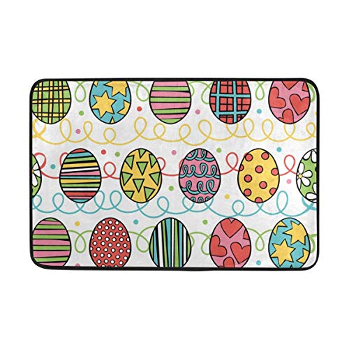 Felpudo decorativo con diseño de rayas de huevos de Pascua de 15.7 x 23.6 pulgadas, para salón, dormitorio, cocina, baño, espuma ligera