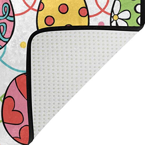 Felpudo decorativo con diseño de rayas de huevos de Pascua de 15.7 x 23.6 pulgadas, para salón, dormitorio, cocina, baño, espuma ligera