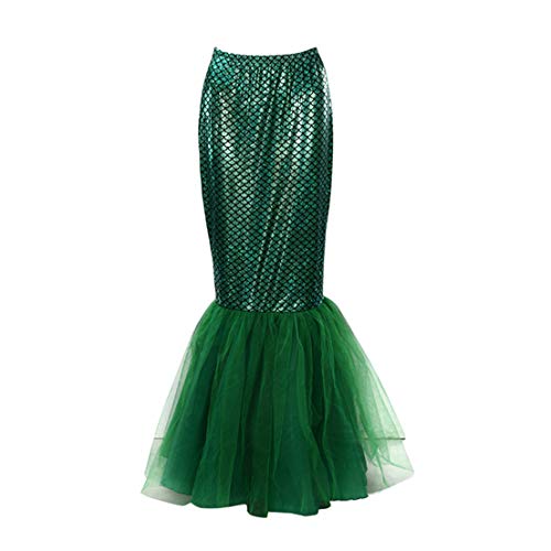 FeMereina Disfraz de Sirena Sexy para Mujer Cosplay de Halloween Lentejuelas Elegantes Vestido de Cola Larga con Panel de Malla Asimétrica para Fiesta de Disfraces (S, Púrpura+Verde)