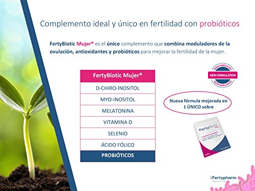 FERTYBIOTIC Mujer | Complemento Vitamínico para el Embarazo con Ácido fólico, Vitamina D y Probióticos | Para Aumentar la Fertilidad Femenina y Quedarse Embarazada | 30 Sobres