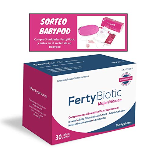 FERTYBIOTIC Mujer | Complemento Vitamínico para el Embarazo con Ácido fólico, Vitamina D y Probióticos | Para Aumentar la Fertilidad Femenina y Quedarse Embarazada | 30 Sobres