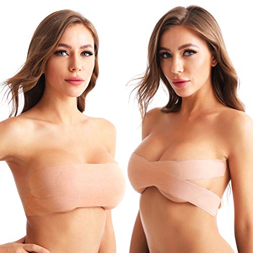 Fesoar Boob Tape, Sujetador Adhesivo para Copa A-E, Cinta para el Cuerpo Invisible Push Up sin Tirantes Cómoda Cinta de Levantamiento de Senos