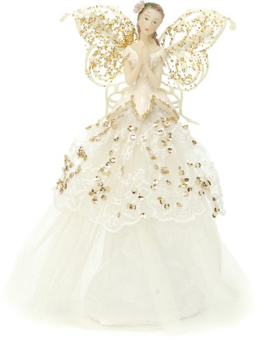 Festive Productions - Adorno de ángel para Copa de árbol de Navidad, Color Dorado y Crema