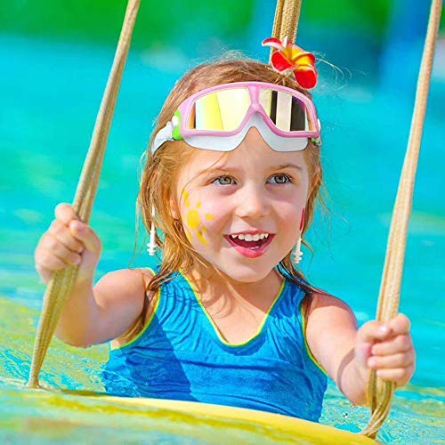 FFSM - Gafas de natación para niños y niñas, niños y adolescentes de 3 a 15 años, con antivaho e impermeables, lentes de protección, color rojo plm46, Azul