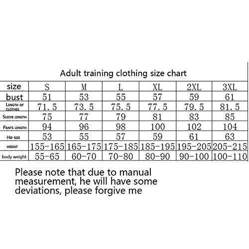 FHUA Traje Entrenamiento de fútbol Club de Adulto Camiseta de la Juventud de Manga Larga y Pantalones de Jogging BreathableTop QL0413 Traje Chándales Deportivos de Fútbol (Size : S)