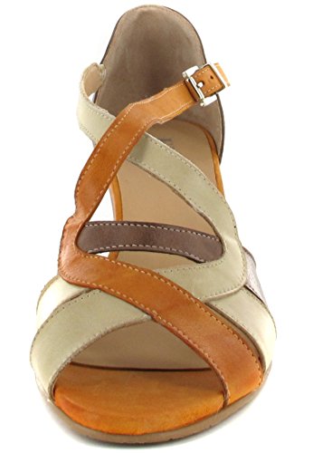 Fidji - Sandalias de Vestir de Piel para Mujer marrón/Naranja, Color, Talla 42