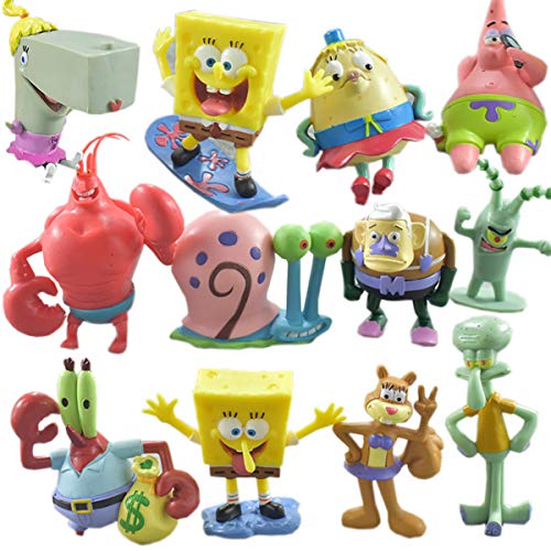 Figura de acción de Bob Esponja Juguetes muñecas Set colección de Modelos de PVC (12 Piezas)