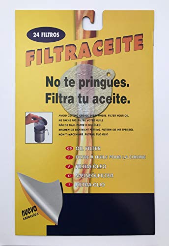 Filtro de Aceite Cocina| Papel Blanco | para aceiteras y graseras | Talla única | 24 Unidades