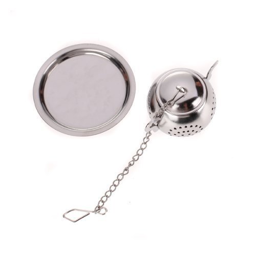 Filtro infusor del colador del té de la hoja floja del acero inoxidable del infusor del té con las cadenas y las bandejas antigoteo Filtro del colador Infuser para las tazas de té, tazas (4)