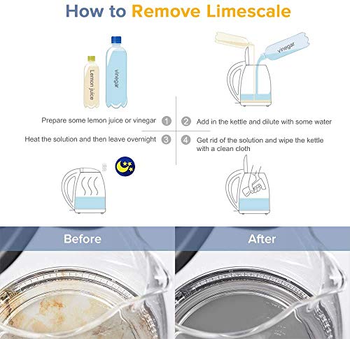 FIMEI Hervidor de Agua Eléctrico 1,7L, Hervidor de Cristal, Cierre Automático Libre de BPA con LED 2200W, Sistema de Protección contra la Ebullición en Seco, Ebullición Rápida y Silenciosa