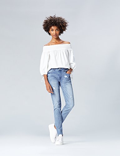 find. Vaqueros Ajustados de Tiro Medio Mujer, Azul (Denim), 28W / 32L, Label: 28W / 32L