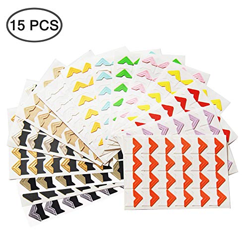 FineGood - 15 hojas de pegatinas de papel autoadhesivas para álbum de recortes, diario, organizador personal, cuaderno,14 colores