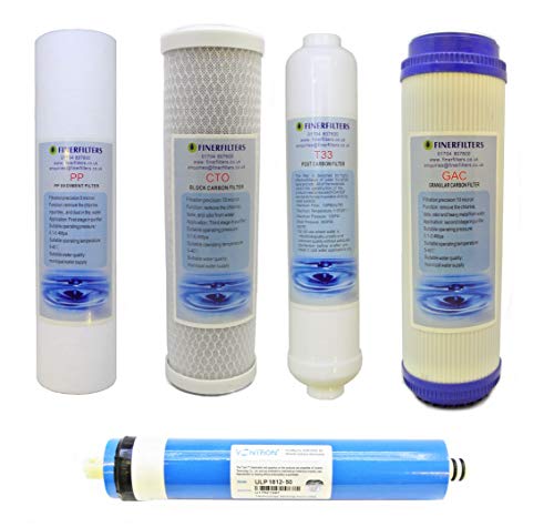 Finerfilters, sistema de ósmosis inversa de 5 etapas con eliminación de flúor (50 GPD), para el mejor agua potable