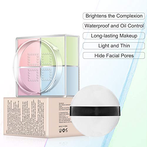 Finishing Powder, Polvos sueltos, Maquillaje en polvo, corrector de base ligera de control de aceite mate cosmético cuatro cuadros，Absorbe brillos 12g